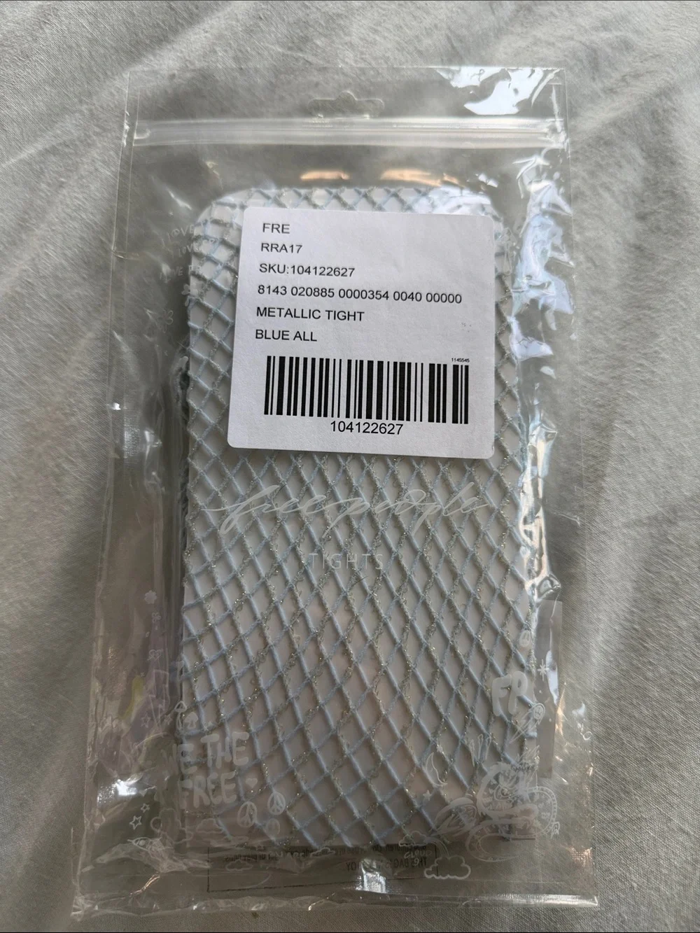 Free People Metallic Blue Fishnet Tights
